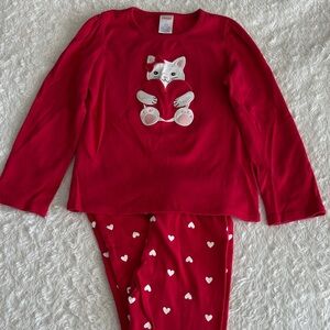 Gymboree girls size 7 red white cat heart shirt pants outfit Valentines Day love